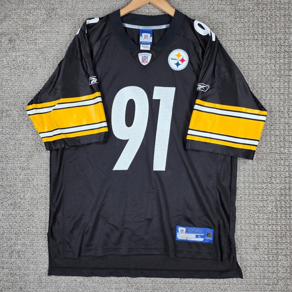 Reebok Pittsburgh Steelers Aaron Smith‎ 91 NFL Jersey Mens Large Black Football